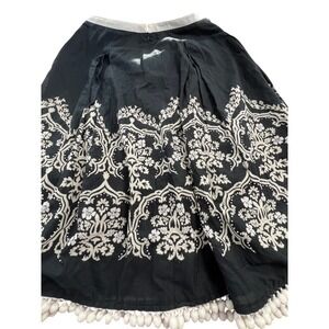 beaded pleated lined skirt fringe black zip up whimsy boho‎ artsy 8 festival